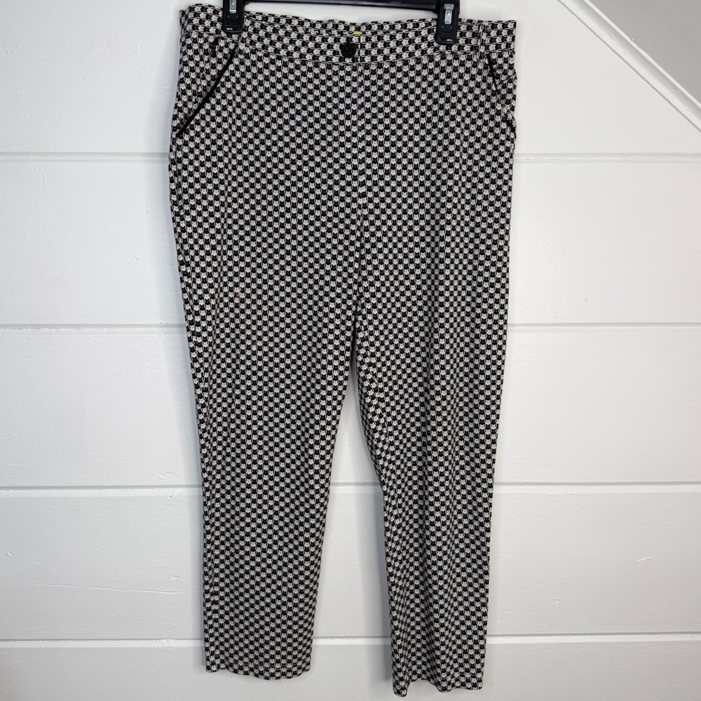 Betabrand XL Petite Houndstooth Cat Print Black and White Dress Yoga Pants